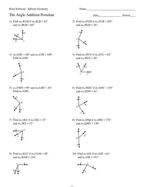 angle addition postulate worksheet honors geometry